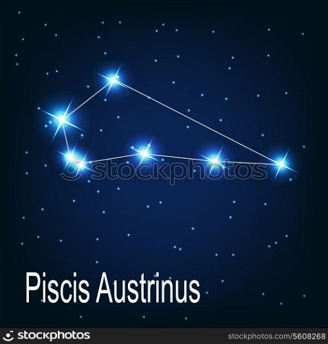 The constellation &quot;Piscis Austrinus&quot; star in the night sky. Vector illustration