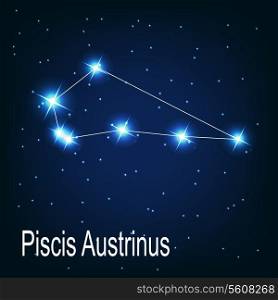 The constellation &quot;Piscis Austrinus&quot; star in the night sky. Vector illustration