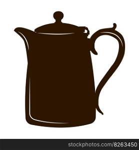 The contour of a large metal vintage coffee pot. Vector illustration