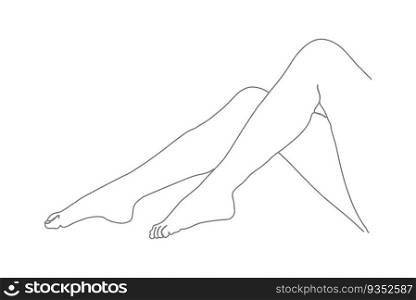 The contour of women&rsquo;s legs. A template in the style of a continuous line. Layout for thematic design