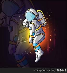 The cool astronaut dancing with the glow suit of illustration