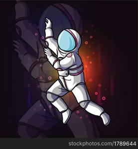 The cool astronaut flying in the outer space of illustration