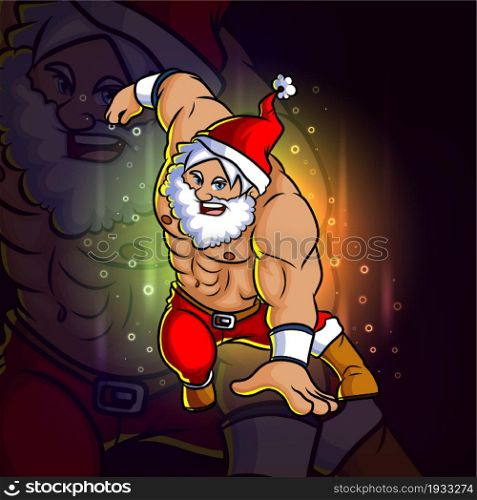 The cool man with the santa hat esport mascot design