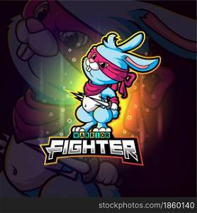 The cool rabbit fighter esport logo design