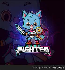 The cool warrior fighter cat esport logo design