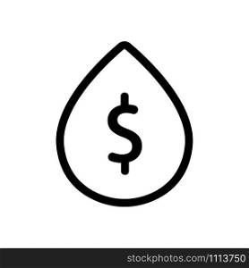 The cost of the liquid icon is the vector. Thin line sign. Isolated contour symbol illustration. The cost of the liquid icon is the vector. Isolated contour symbol illustration