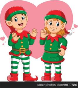 The couple elf is using the circus costume with the love expression