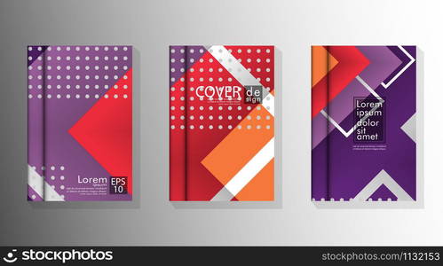 The Cover Book is arranged with memphis and hipster style graphic geometric elements. Valid for placards, brochures, posters, covers and banners.