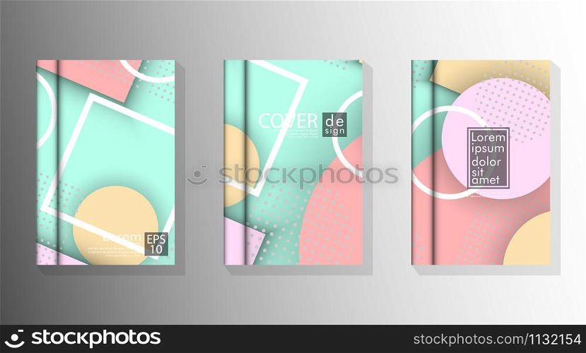 The Cover Book is arranged with memphis and hipster style graphic geometric elements. Valid for placards, brochures, posters, covers and banners.