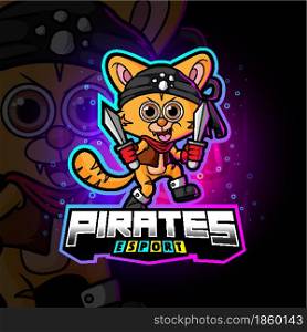 The crew pirates cat esport logo design