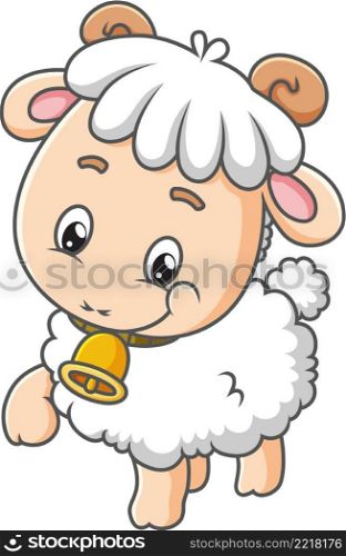 The cute baby sheep in walking with the happy feeling