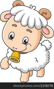The cute baby sheep in walking with the happy feeling