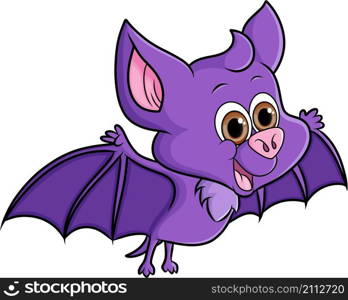 The cute bat is flying with the happy face