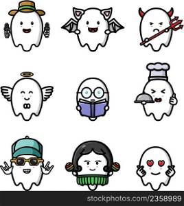 The cute ghost of the mascot bundle set
