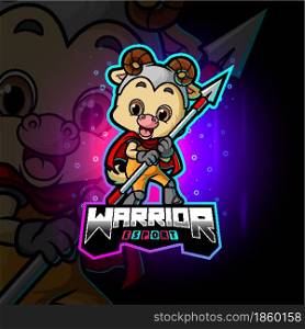 The cute warrior sheep esport logo design
