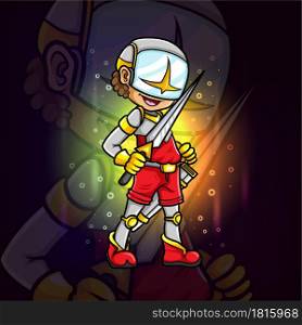 The cyborg boy with the superhero costume esport mascot design