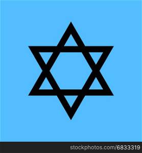 The David Star abstract vector design element. Black star of David icon vector. Blue background