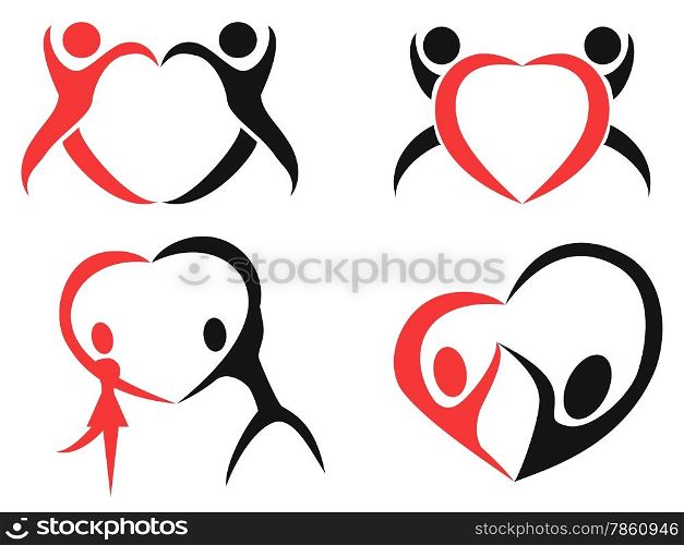the design of Abstract people heart symbol on white background