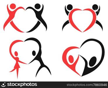 the design of Abstract people heart symbol on white background