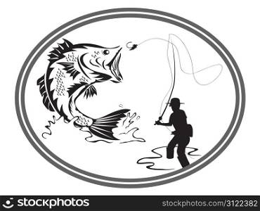 the design of fishing bass emblem