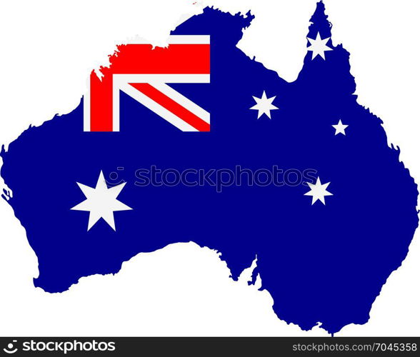 The detailed map of the Australia with National Flag