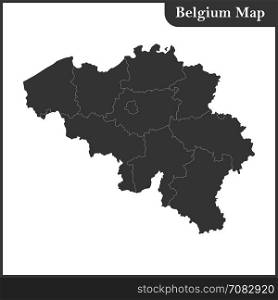 The detailed map of the Belgium with regions