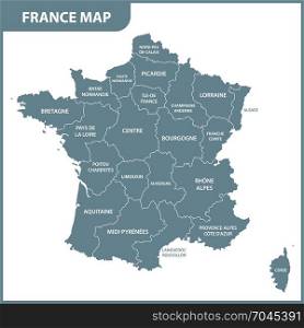 The detailed map of the France with regions or states