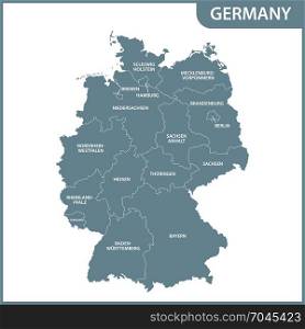 The detailed map of the Germany with regions
