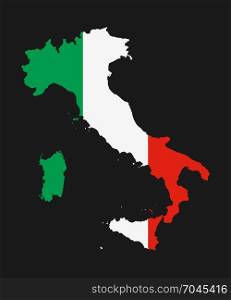 The detailed map of the Italy with National Flag