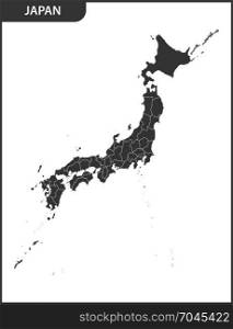 The detailed map of the Japan with regions.