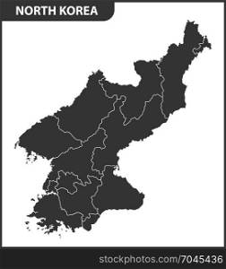 The detailed map of the North Korea with regions