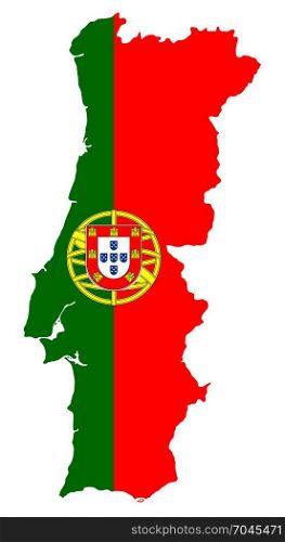 The detailed map of the Portugal with National Flag