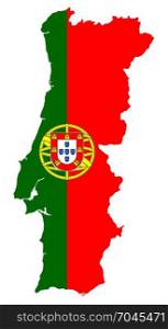 The detailed map of the Portugal with National Flag