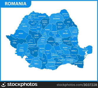 The detailed map of the Romania with regions or states and cities, capital. Administrative division.