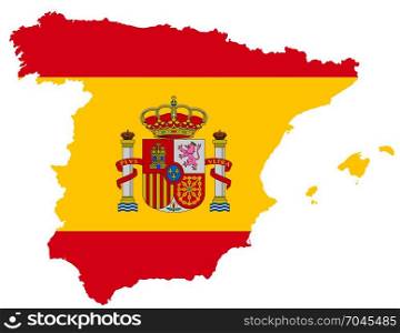 The detailed map of the Spain with National Flag