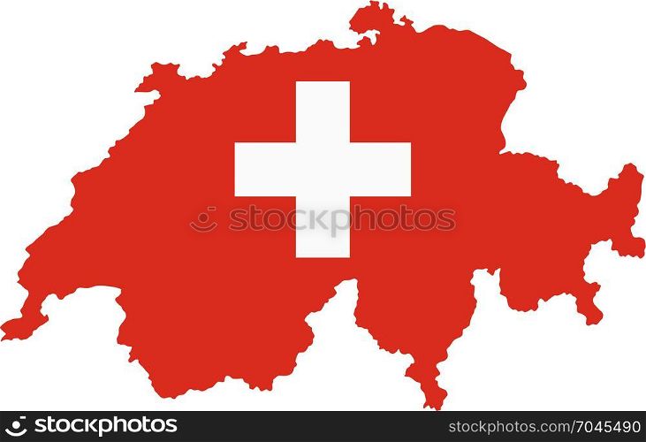 The detailed map of the Switzerland with National Flag