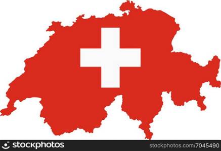 The detailed map of the Switzerland with National Flag