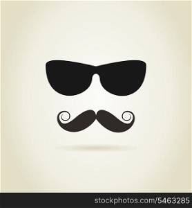The detective in black glasses. A vector illustration