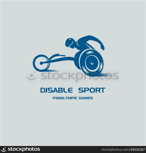 The disabled person athlete in a wheelchair. Paralympic games. Monochrome vector logo.