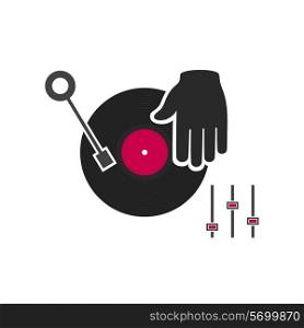The DJ plays vinyl. A vector illustration
