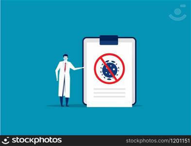 The doctor recommending that wearing a mask can protect against virus . vector illustration.
