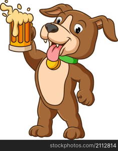 The dog is celebrate the festival with root beer