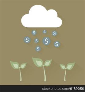 The dollar rain from the cloud. Vector illustration
