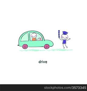 The driver and a policeman