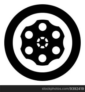 The drum of the revolver icon in circle round black color vector illustration image solid outline style simple. The drum of the revolver icon in circle round black color vector illustration image solid outline style