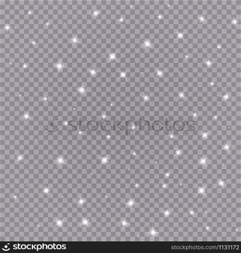 The dust is white sparks and white stars shine with special light. Vector sparkles on a transparent background. Christmas light effect. Sparkling magical dust particles. The dust is white sparks and white stars shine with special light. Vector sparkles on a transparent background. Christmas light effect. Sparkling magical dust particles.