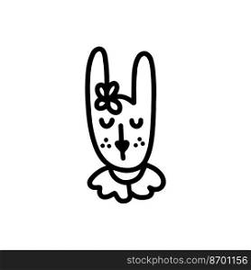 The Easter bunny. Big-eared Easter rabbit.Hand-drawn vector illustration in the doodle style. Design for Easter. The Easter bunny. Big-eared Easter rabbit.vector illustration