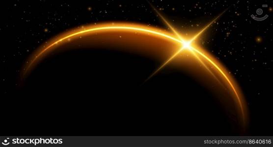 The edge of a golden solar eclipse on a black background. Golden eclipse for product advertising, natural phenomena, horror concept and others. The edge of a golden solar eclipse on a black background. Golden eclipse for product advertising, natural phenomena, horror concept and others.