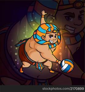 The egyptian man play the volleyball esport mascot design