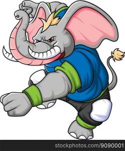 the elephant mascot of American football complete with player clothe of illustration